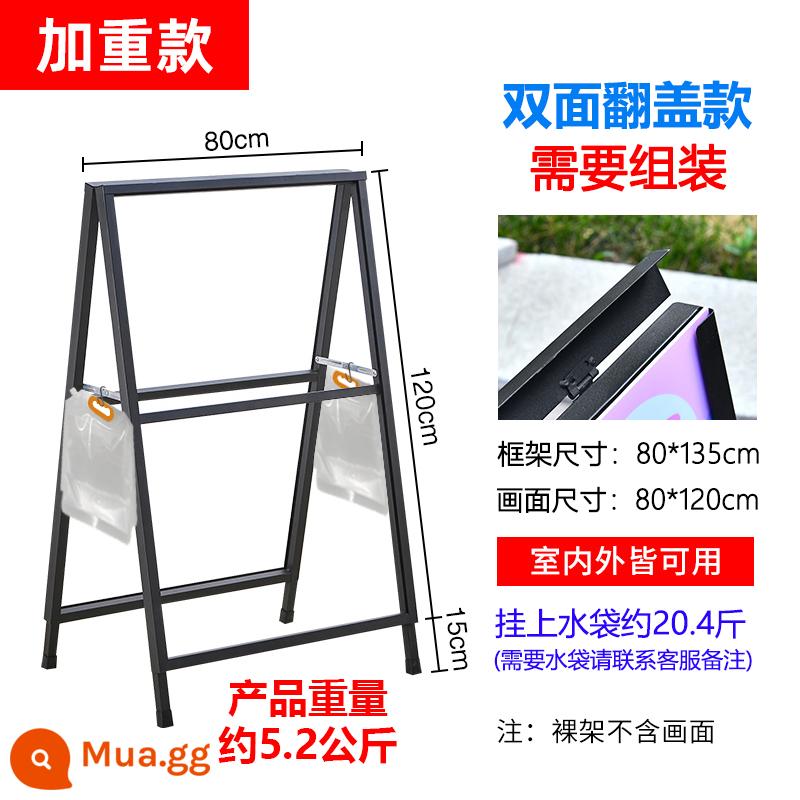 Bảng trưng bày biển quảng cáo ngoài trời quán cà phê bảng trưng bày bảng kt đứng giá treo poster đứng trên sàn - Bìa lật 2 mặt lắp ráp có trọng lượng 80X120