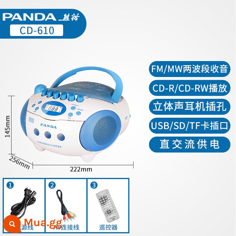 Máy ghi âm tất cả trong một băng Panda CD-107cd máy nghe băng cassette gia đình phong cách cổ điển hoài cổ - Màu xanh cổ điển [CD/DVD/Băng ghi âm/Ghi âm/Lặp lại/Kết nối với TV]