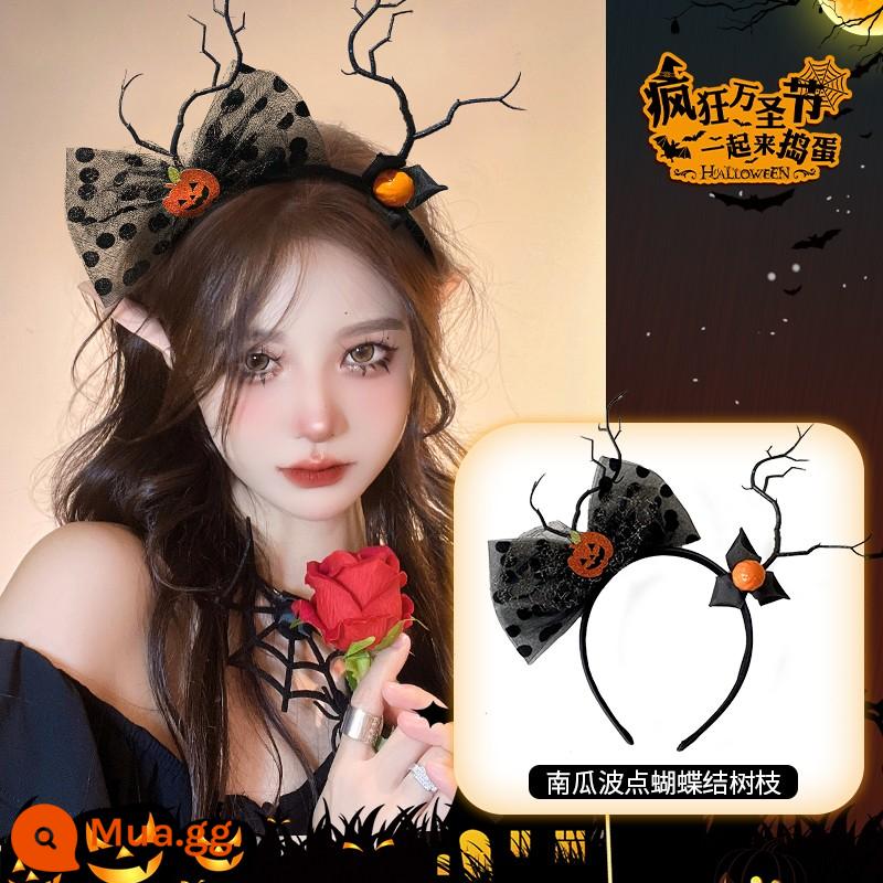 Halloween mũ đội đầu hình ảnh ngộ nghĩnh đạo cụ cos phụ kiện cài áo dạ quang tóc vòng tóc trang trí phụ kiện tóc tóc vòng - Băng đô hình nơ hình quả bí ngô chấm bi