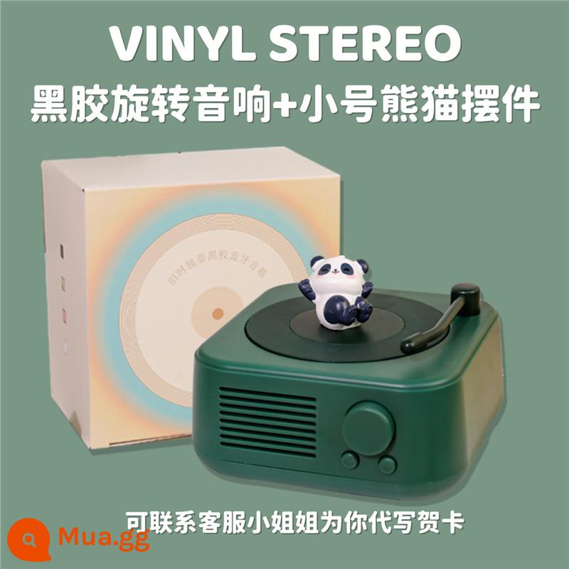 Loa Bluetooth Nhỏ Đĩa CD Đĩa Vinyl Mini Retro Nhỏ Âm Thanh Nổi Quà Tặng Sinh Nhật Dễ Thương Cho Bé Gái Và Bé Trai - Màu xanh đậm + đồ trang trí gấu trúc nhỏ thiệp chúc mừng viết chữ ma