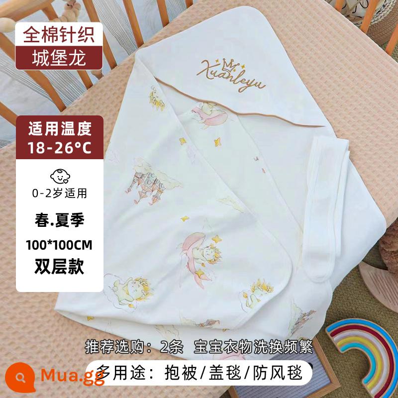 Sơ Sinh Mùa Xuân Và Mùa Thu Cho Bé Nguyên Chất Cotton Chăn Mỏng Sơ Sinh Chống Sốc Phòng Sinh Đầm Cho Tất Cả Các Mùa - Castle Dragon-cotton dệt kim 2 lớp (cho mùa xuân hè)