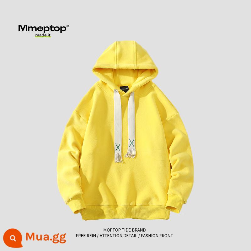 Mmoptop có mũ nặng áo len lông cừu nam mùa đông Mỹ xu hướng mới cặp đôi áo khoác ấm bé trai - màu vàng