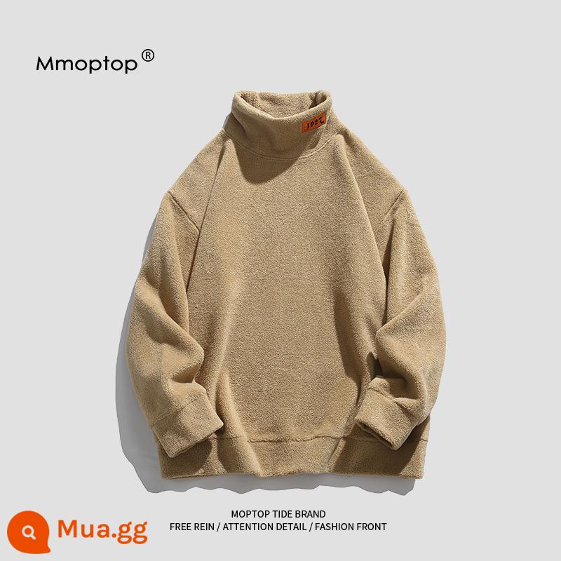 Mmoptop mùa thu đông cặp đôi thường ngày cực áo len lông cừu nam Plus nhung màu triều Top Retro áo khoác nam - Khaki