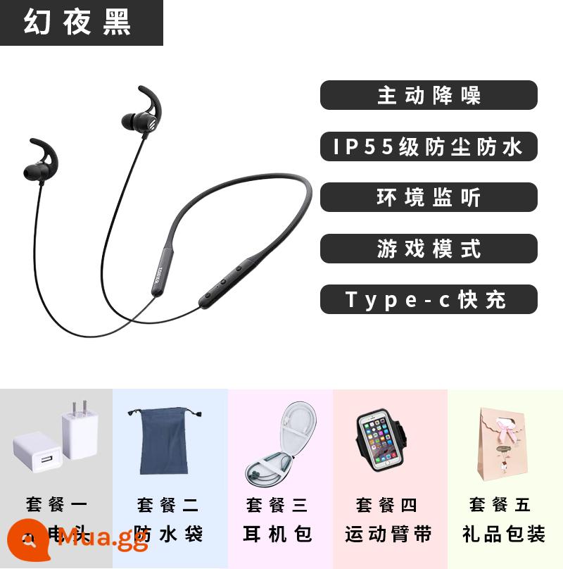 Tai Nghe Bluetooth Chống Ồn Chủ Động Edifier W280NB Thể Thao Không Dây Chạy In-Ear Tai Treo Cổ-Treo Cổ - ma thuật đêm đen