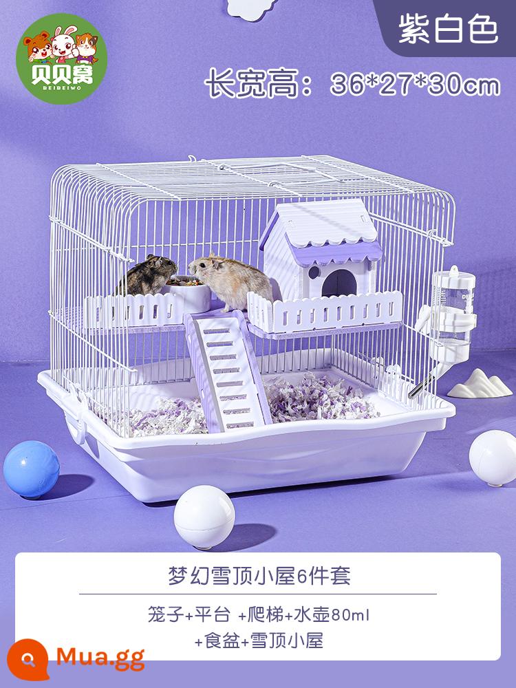 Lồng hamster nhỏ acrylic trong suốt ngôi nhà đặc biệt giá rẻ lớn quá khổ biệt thự gấu vàng nguồn cung cấp đầy đủ - Bộ Dream Snow Cabin 6 món Tím Trắng