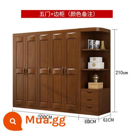 Tủ quần áo gỗ rắn Trung Quốc -Phong cách đầy đủ gỗ hiện đại Tủ quần áo tối giản - Tủ 5 cửa + tủ phụ Những lưu ý về hướng tủ phụ