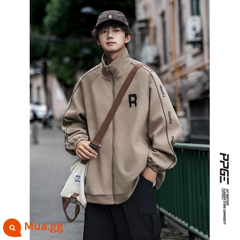 Cityboy thêu cổ đứng áo khoác nam mùa xuân thu đồng phục bóng chày Mỹ retro áo khoác kích thước lớn hợp thời trang thương hiệu áo khoác - quả mơ