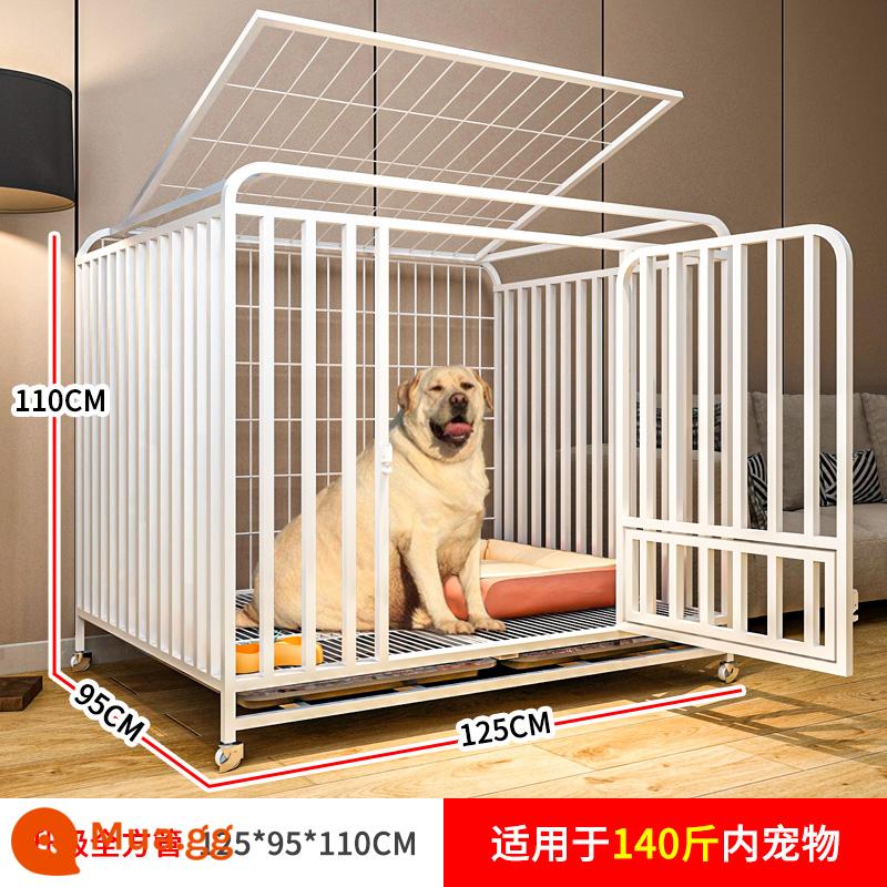 Chuồng chó chó vừa và lớn chó cưng trong nhà có nhà vệ sinh Corgi Labrador Golden Retriever Chuồng chó hàng rào nhỏ - Mẫu nâng cấp B "125*95*110" (phù hợp với 140 pound) màu trắng