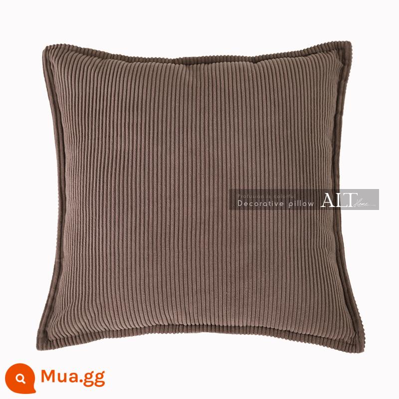 Gối sofa phòng khách nhẹ nhàng sang trọng, đệm đầu giường cao cấp, đệm lưng, vỏ đệm cửa sổ nhung kẻ, không lõi - màu cà phê sữa