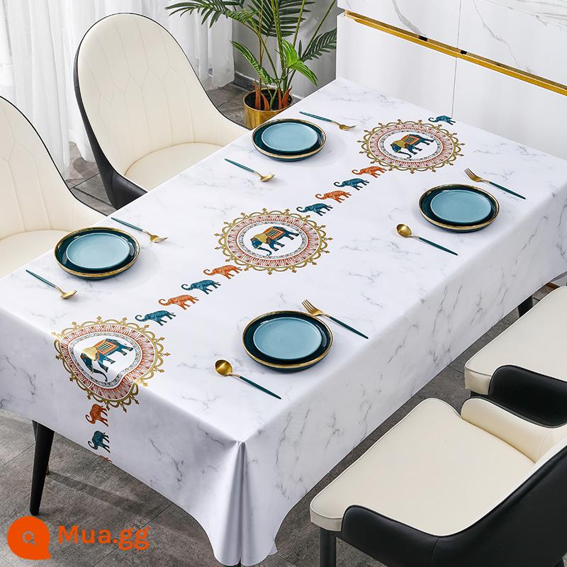 TableCloth Rửa dầu -Proof Waterproof PVC PVC Bàn hình chữ nhật Đèn Light Luxury High -Bàn ăn phòng khách Phòng khách - Royal Elephant-Marble (vải chống dầu mã hóa nâng cấp 2.0)