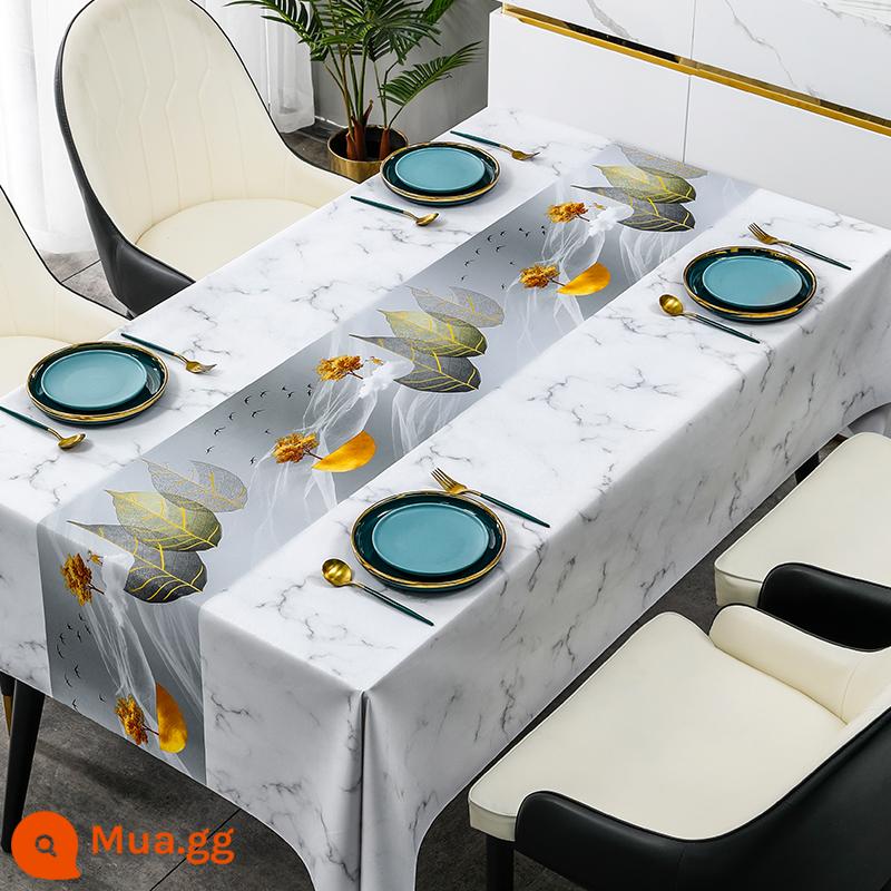 TableCloth Rửa dầu -Proof Waterproof PVC PVC Bàn hình chữ nhật Đèn Light Luxury High -Bàn ăn phòng khách Phòng khách - Hope Sky-Ya Grey (vải chống dầu được mã hóa nâng cấp lên 2.0)