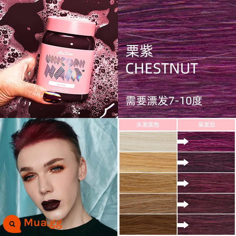 Thuốc nhuộm tóc Lime Crime Unicorn Kem thuốc nhuộm tóc Thuốc nhuộm tóc hợp thời trang Kem Neptune Red Pop Màu sắc nổi bật Tai treo thuốc nhuộm - hạt dẻ