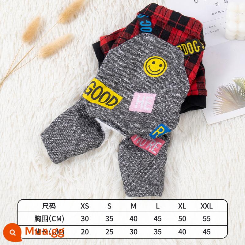 Quần áo cho chó mùa thu và mùa đông ấm áp cho chó nhỏ quần áo bốn chân dày Teddy VIP Schnauzer Quần áo thú cưng Bichon - mặt cười đỏ