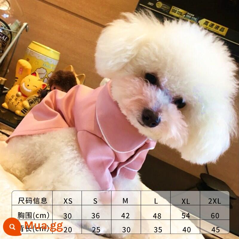 Quần Áo Cho Chó Mèo Mùa Thu Đông Đồ Ngủ Cho Thú Cưng Teddy Bichon Fudge Con Chó Con Pomeranian Con Chó Con Nhỏ Quần Áo - Bộ đồ ngủ Pháp màu hồng