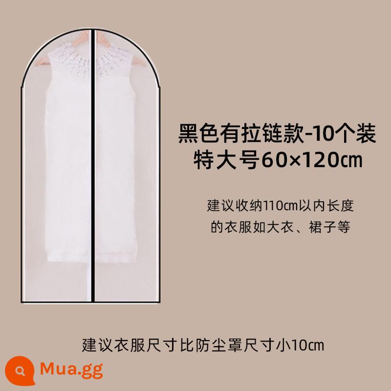 Quần áo che bụi treo quần áo túi quần áo bìa hộ gia đình chống bụi quần áo lưu trữ túi áo khoác xuống áo khoác treo phù hợp với bìa - Viền đen 10 miếng [cực lớn 60*120CM]