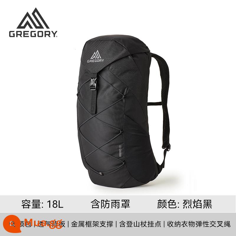 GREGORY Gregory 18L 22L Mountain ARRIO ba lô thoáng khí du lịch thể thao ngoài trời mùa hè - 18 lít - màu đen ngọn lửa