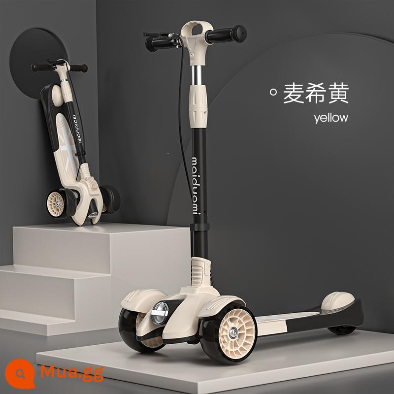 Xe Scooter Maidomi trẻ em 3-6-12-10 tuổi trên 8 bé trai và bé gái ván trượt gấp trơn - Maixi màu vàng/Phanh đôi phía trước và phía sau/có sẵn cho trẻ 3-18 tuổi/mẫu gấp