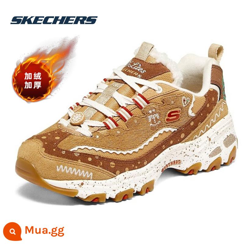 Giày SKECHERS Mùa Thu Đông Nữ Plus Nhung Giày Thể Thao Bánh Tuyết Giáng Sinh Giày Bố Giày Panda Giày Nữ Cotton giày Giày Thường - Giày Bánh Gừng Giáng Sinh-TNBR