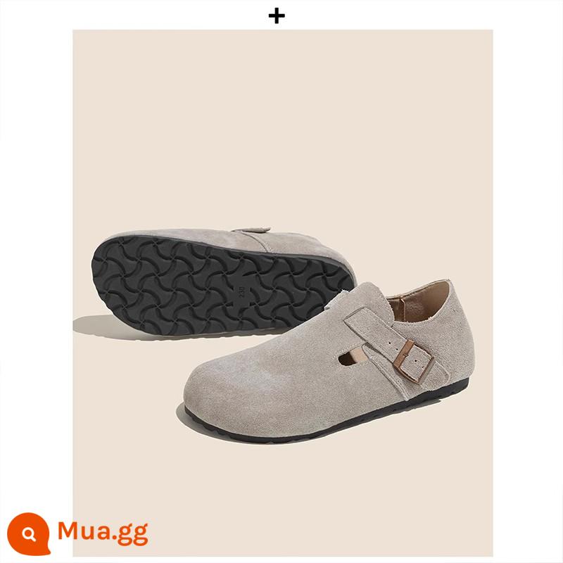 Sanxi cùng phong cách bao gồm tất cả giày Birkenstock mũi giày nửa ngón chân cho nữ 2023 nút câu cá mới giày Birkenstock đế dày - Màu cát bao gồm tất cả