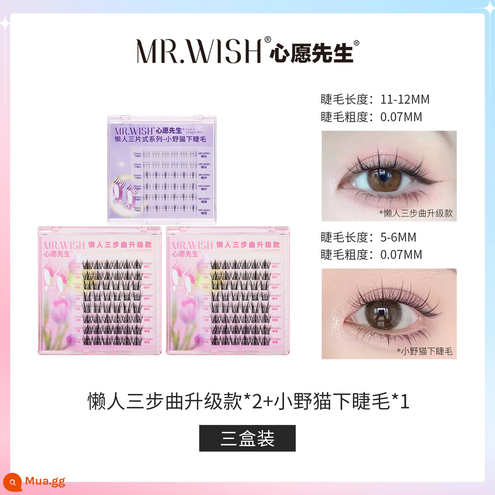 Mr.Wish Lười Ba Bước Nâng Cấp ABA Loại Lông Mi Giả Dành Cho Nữ Mô Phỏng Tự Nhiên Người Mới Lông Quạt - [Combo bán chạy] Nâng cấp ba bước cho người lười biếng*2+Lông mi dưới cho mèo búp bê nhỏ*1