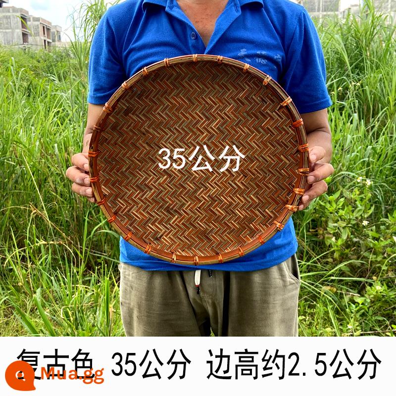 Tre dệt hàng trang trại tre rây không lỗ tròn lớn người quét dọn handmade tre mảng bám trang trí hộ gia đình giỏ phơi - Màu cổ không xốp 35cm