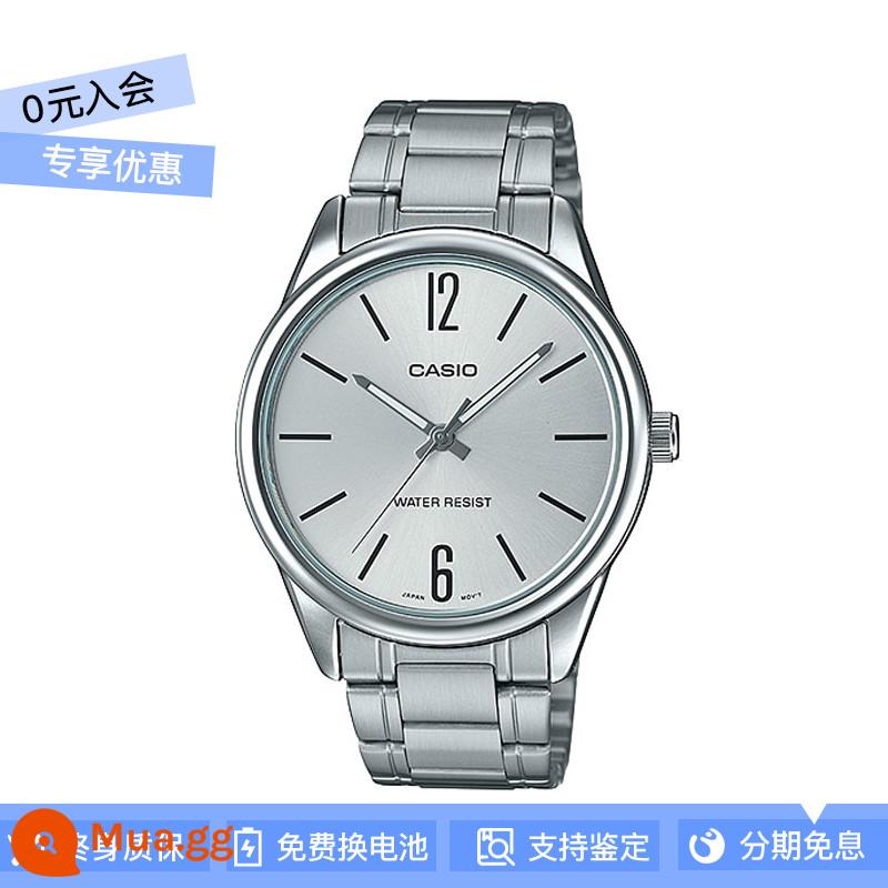 Đồng hồ CASIO chính hãng nam mặt số lớn con trỏ đơn giản dây thép không thấm nước MTP-1303 gửi thư trực tiếp từ nước ngoài - MTP-V005D-7B