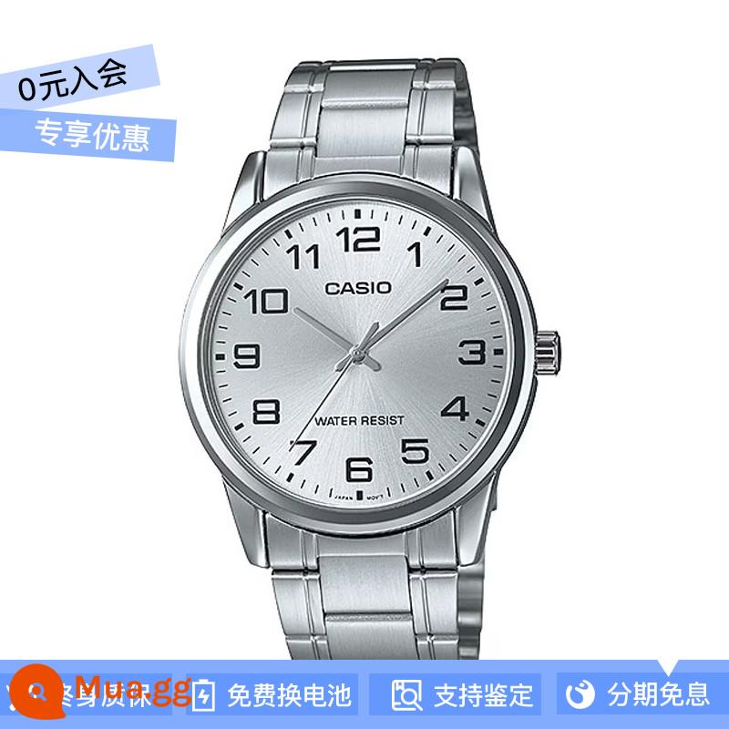 Đồng hồ CASIO chính hãng nam mặt số lớn con trỏ đơn giản dây thép không thấm nước MTP-1303 gửi thư trực tiếp từ nước ngoài - MTP-V001D-7B