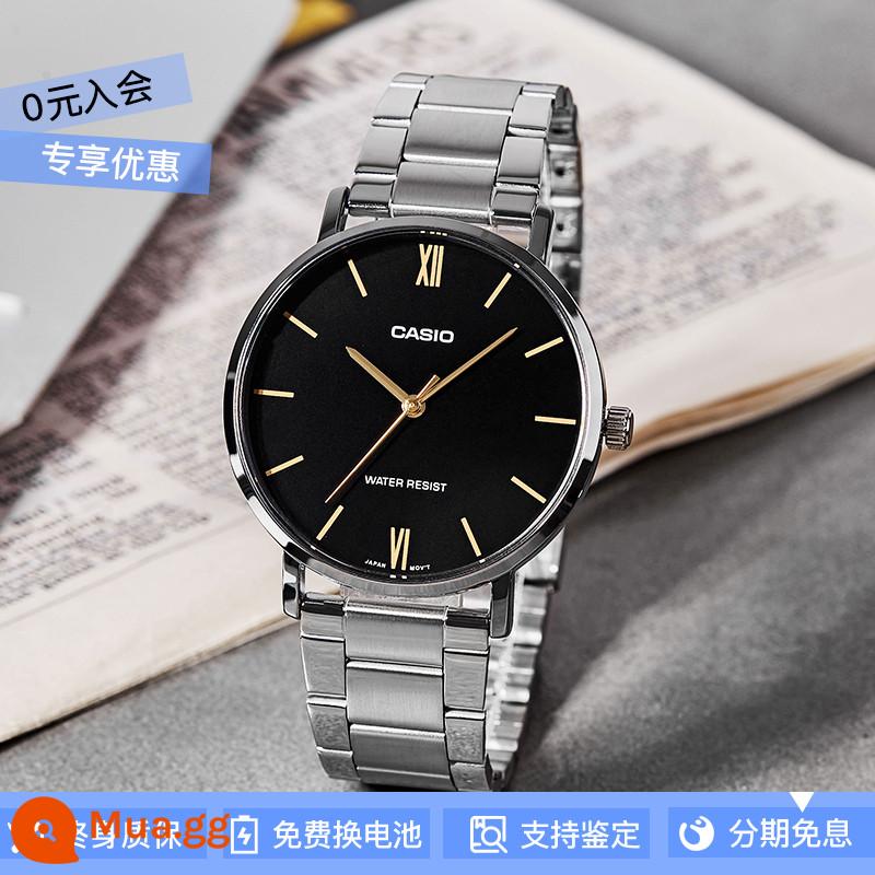 Đồng hồ CASIO chính hãng nam mặt số lớn con trỏ đơn giản dây thép không thấm nước MTP-1303 gửi thư trực tiếp từ nước ngoài - MTP-VT01D-1B