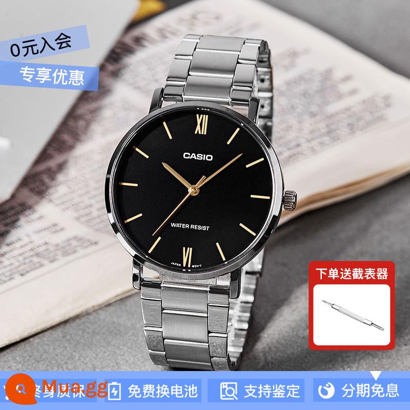 Đồng hồ CASIO chính hãng nam mặt số lớn con trỏ đơn giản dây thép không thấm nước MTP-1303 gửi thư trực tiếp từ nước ngoài - MTP-VT01D-1B [Công cụ gửi Hồng Kông]