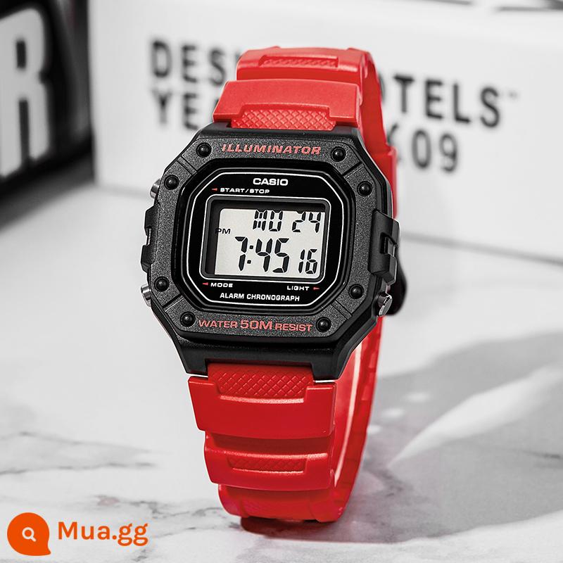 Đồng hồ CASIO chính hãng mới phong cách cổ điển vuông nhỏ màn hình kỹ thuật số thạch anh thể thao chống nước gửi thư trực tiếp ở nước ngoài - W-218H-4B