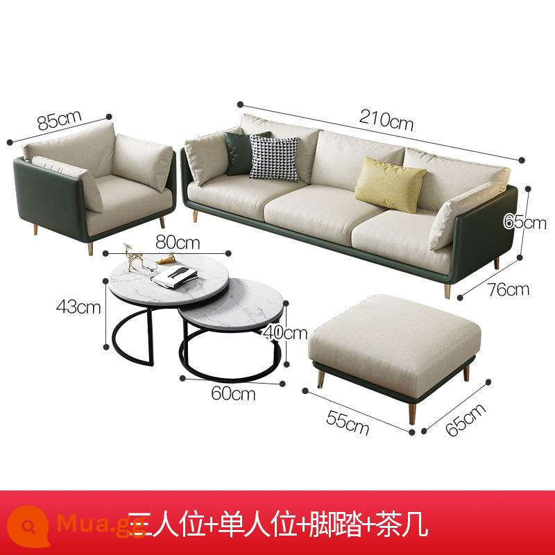 Lichao kết hợp sofa vải sang trọng ánh sáng Bắc Âu phòng khách căn hộ nhỏ đơn giản hiện đại sofa vải công nghệ có thể tháo rời và giặt được - Ghế đơn + ghế ba người + chỗ để chân + bàn cà phê