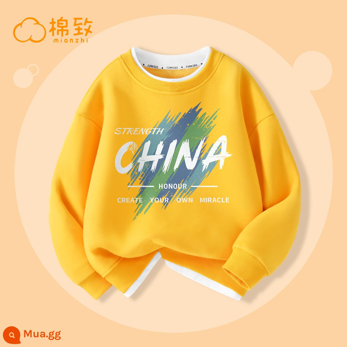 Semir Group Cotton Bé Trai Quần Áo Mùa Thu 2023 Quần Áo Trẻ Em Nhung Mới Quần Áo Trẻ Em Cỡ Lớn Quần Bộ Đồ Mùa Thu Áo Len Trẻ Em - graffiti trung quốc màu vàng