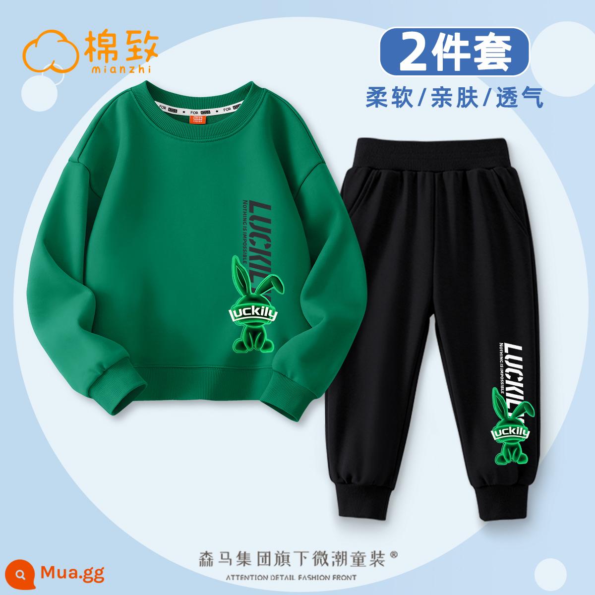 Semir Group Cotton Bé Trai Quần Áo Mùa Thu 2023 Quần Áo Trẻ Em Nhung Mới Quần Áo Trẻ Em Cỡ Lớn Quần Bộ Đồ Mùa Thu Áo Len Trẻ Em - [Khuyến nghị chính] [Phong cách mùa thu mỏng] Thỏ cạnh mềm H_thỏ bên phải màu xanh đậm + B cạnh mềm thỏ K_dưới bên phải màu đen