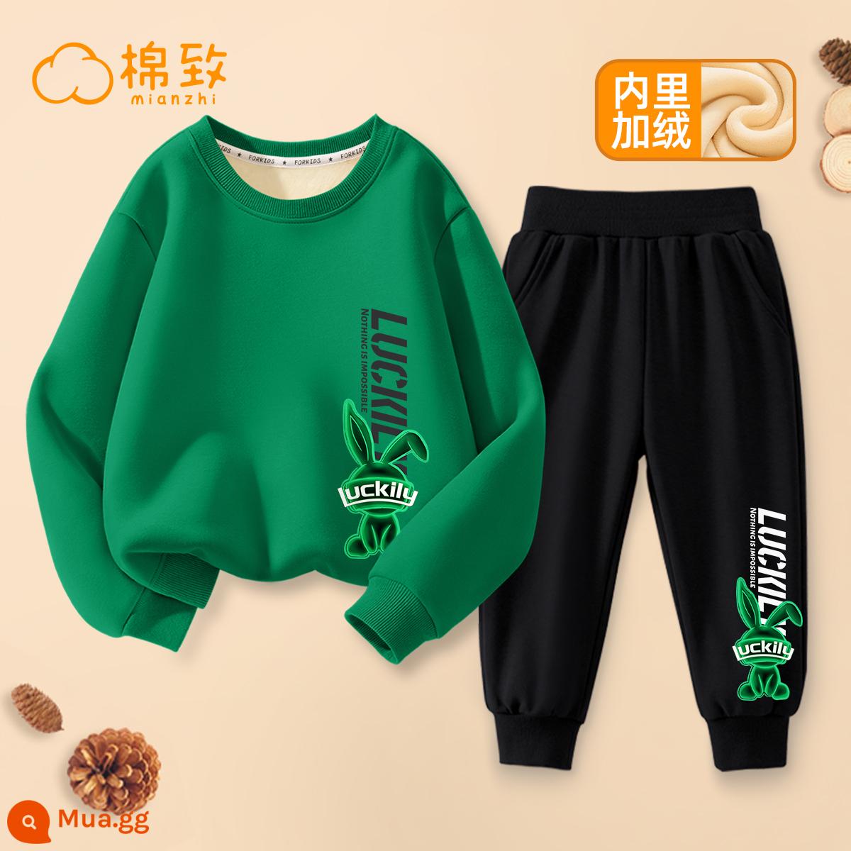 Semir Group Cotton Bé Trai Quần Áo Mùa Thu 2023 Quần Áo Trẻ Em Nhung Mới Quần Áo Trẻ Em Cỡ Lớn Quần Bộ Đồ Mùa Thu Áo Len Trẻ Em - [Khuyến nghị chính] [Phong cách nhung mùa thu và mùa đông] Thỏ cạnh mềm H_màu xanh đậm bên phải phía dưới + Thỏ cạnh mềm B K_màu đen bên phải phía dưới