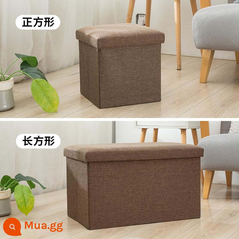 Lưu trữ phân lưu trữ phân có thể ngồi trưởng thành hộ gia đình ghế sofa nhỏ có thể gập lại đa chức năng hộp lưu trữ hiện vật giày thay đổi phân - Màu nâu [bông và vải lanh]