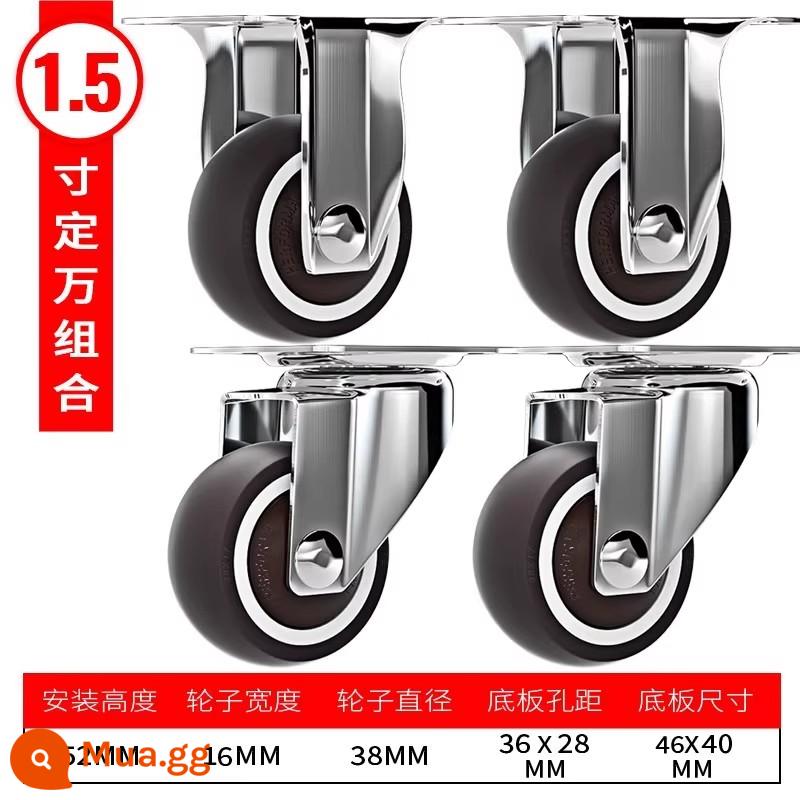 ㊙️ Bánh xe vạn năng 1,5 inch Bánh xe ròng rọc nhỏ câm 2/3 inch hạng nặng có phanh Bánh xe bàn cà phê cho đồ nội thất - Im lặng 1,5 inch 2 bộ giá 20.000