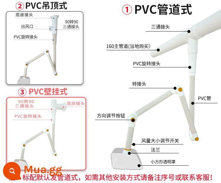 Hệ thống hút khói Moxibustion Máy hút khói Máy lọc hộ gia đình di động Hội trường sức khỏe Ống xả khói Hàn hút ống hút thuốc - Vỏ bọc hình vuông hỗ trợ bằng nhựa PVC