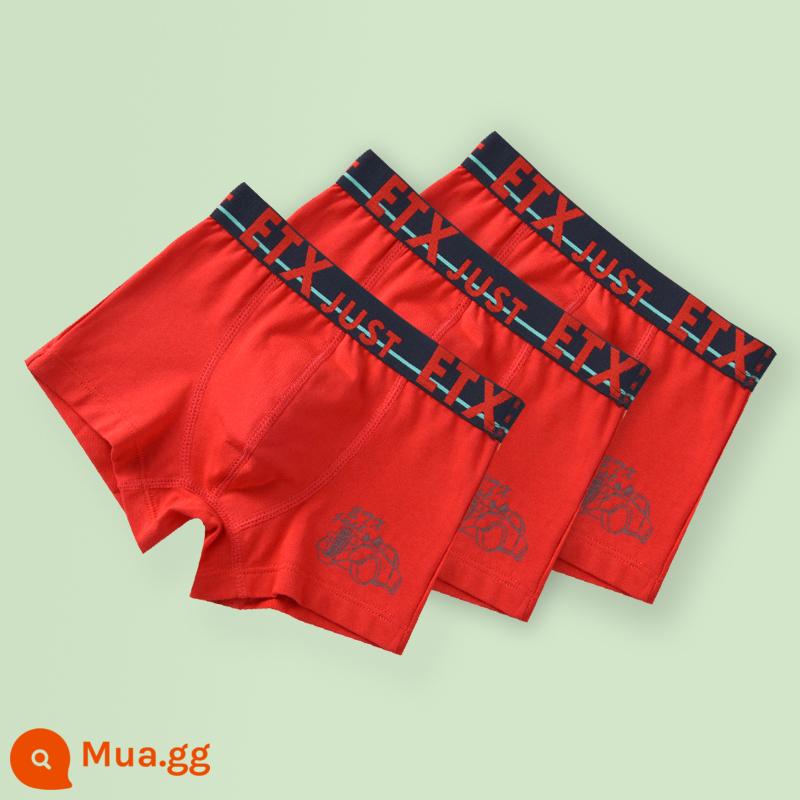 Quần lót boxer cotton nguyên chất cho trẻ em bé trai loại A quần short màu đỏ dành cho bé trai và thanh thiếu niên - GB024 Big Red#Cotton nguyên chất#3 Gói