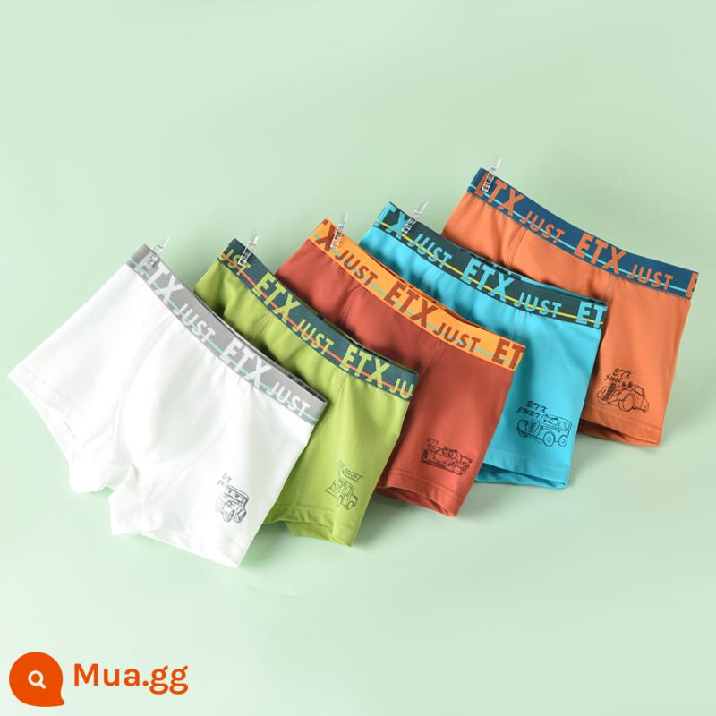 Quần lót boxer cotton nguyên chất cho trẻ em bé trai loại A quần short màu đỏ dành cho bé trai và thanh thiếu niên - Mẫu xe màu mới GB024#cotton nguyên chất#5 gói