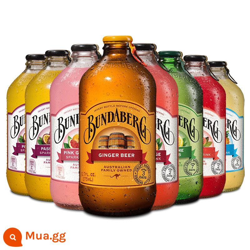 Nước soda có ga Bundaberg nhập khẩu Úc nước uống đêm giao thừa hộp 8 chai - 2 chai chanh dây + 1 chai nước gừng khô + 1 chai ổi + 1 chai bưởi + 1 chai chanh + 1 chai dừa dứa + 1 chai cam huyết