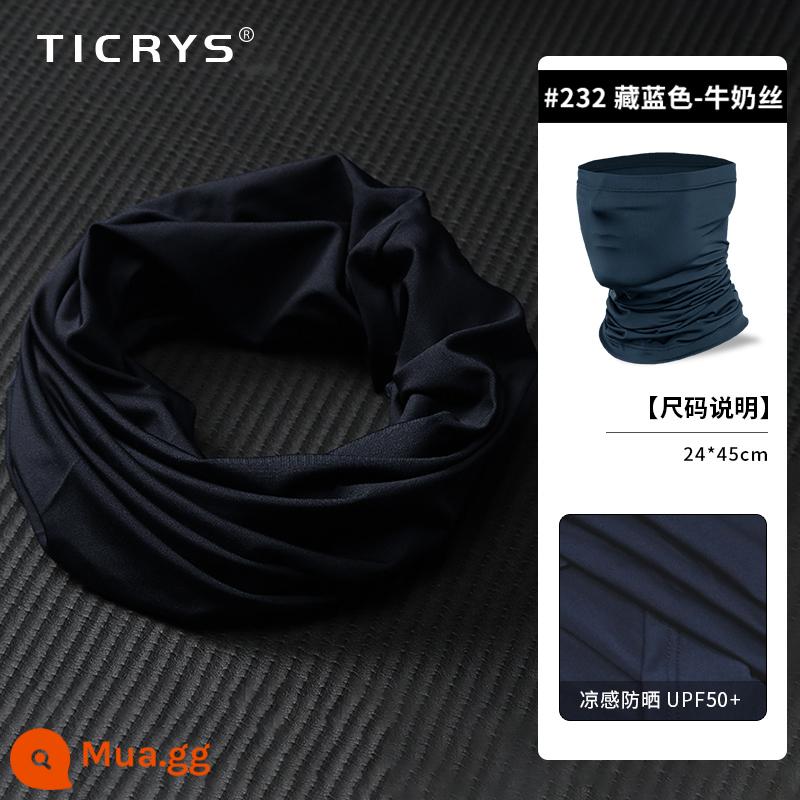 TICRYS Ngoài Trời Khăn Quàng Cổ Nam Mùa Hè Phần Mỏng Magic Turban Băng Lụa Nam Mặt Nạ Chống Nắng Khăn Choàng Đi Xe Đạp Cho Nữ - #232-Xanh navy [Lụa sữa, thấm mồ hôi và nhanh khô]