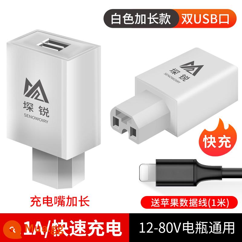 Xe điện mới Sạc USB sửa đổi giao diện sạc nhanh Bộ chuyển đổi điện thoại di động sạc xe điện giao hàng xe máy - Sạc nhanh 3.1A đầu sạc USB màu trắng cổng kép + cáp Apple 1 mét