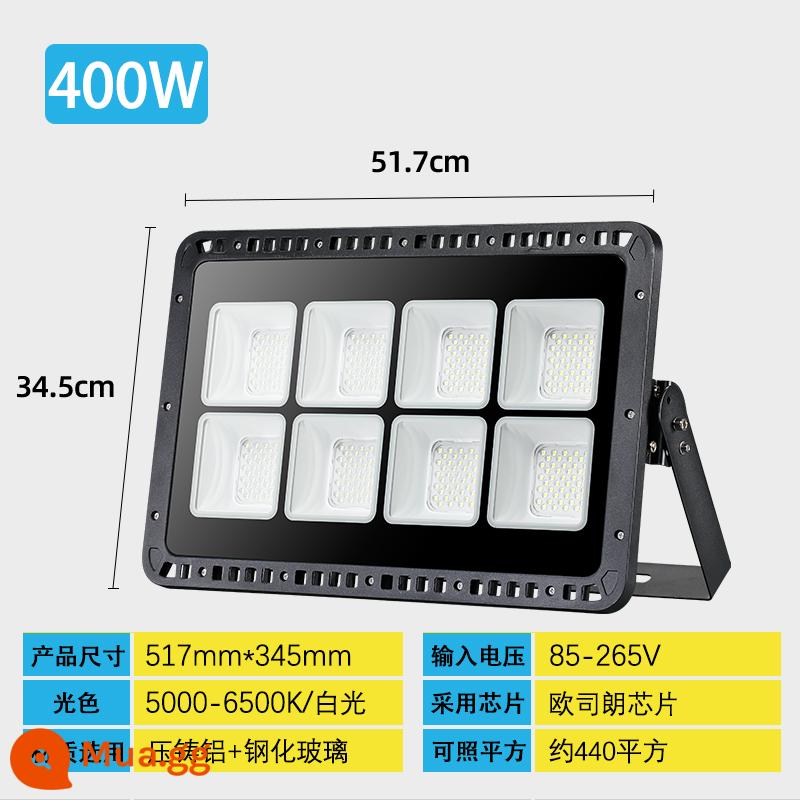 Đèn Pha LED Ngoài Trời Chống Nước Đèn Pha Tìm Kiếm Sân Bóng Rổ 300W 400W Đèn Pha Công Trường Chiếu Sáng Vuông Chiếu Ánh Sáng - Ánh sáng trắng 400W-nguồn sáng OSRAM chính hãng-độ sáng tăng 50%-phạm vi chiếu xạ rộng-bảo hành 5 năm