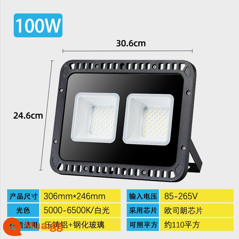 Đèn Pha LED Ngoài Trời Chống Nước Đèn Pha Tìm Kiếm Sân Bóng Rổ 300W 400W Đèn Pha Công Trường Chiếu Sáng Vuông Chiếu Ánh Sáng - Ánh sáng trắng 100W-nguồn sáng OSRAM chính hãng-độ sáng tăng 50%-phạm vi chiếu xạ rộng-bảo hành 5 năm