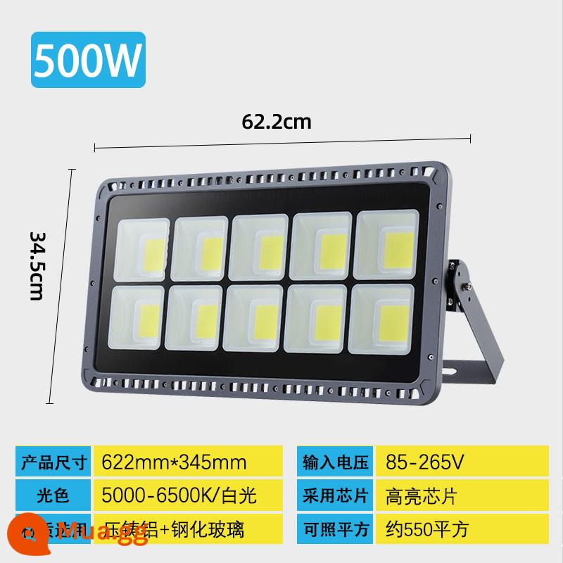 Đèn Pha LED Ngoài Trời Chống Nước Đèn Pha Tìm Kiếm Sân Bóng Rổ 300W 400W Đèn Pha Công Trường Chiếu Sáng Vuông Chiếu Ánh Sáng - Nguồn sáng chip nhập khẩu có độ sáng cao - độ sáng tăng 30% - phạm vi chiếu xạ rộng - ánh sáng trắng - 500W