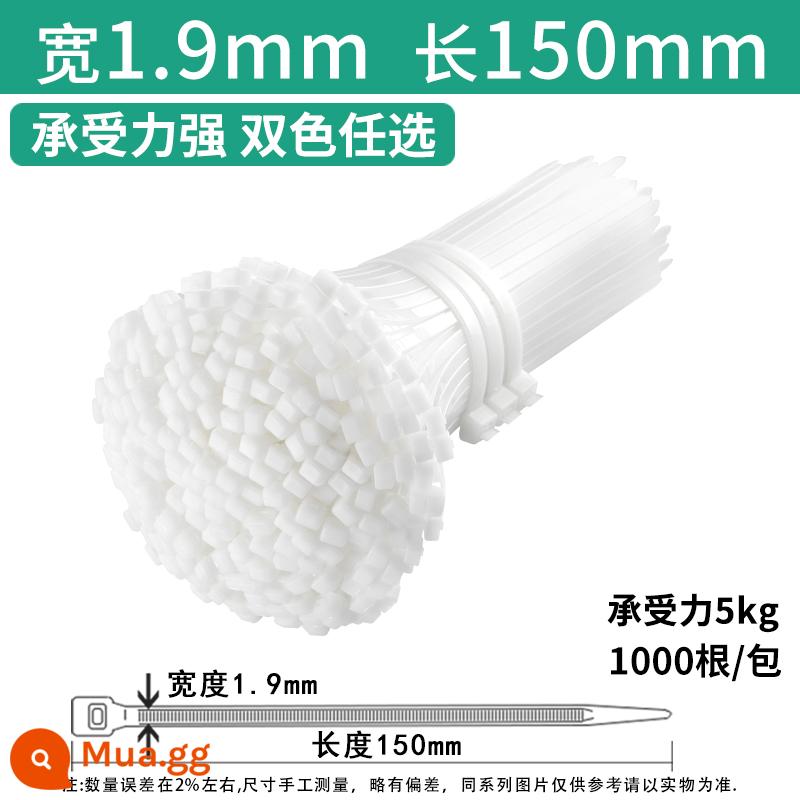 Dây buộc cáp bằng nhựa nylon màu đen và trắng khóa tự khóa đai cáp dây ràng buộc dây căng mạnh đai buộc cố định đai cáp - 3*150 trắng 1000 dải rộng 1.9