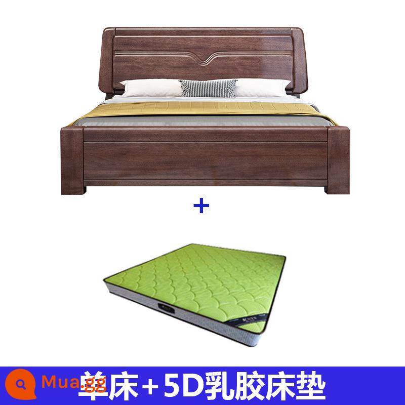 Walnut Solid Wood Giường Trung Quốc hiện đại tối giản 1.8 -meter kép đôi áp suất khí Bắc Âu lưu trữ hộp cao phòng ngủ lớn phòng ngủ chính - Giường đơn + nệm cao su 5D