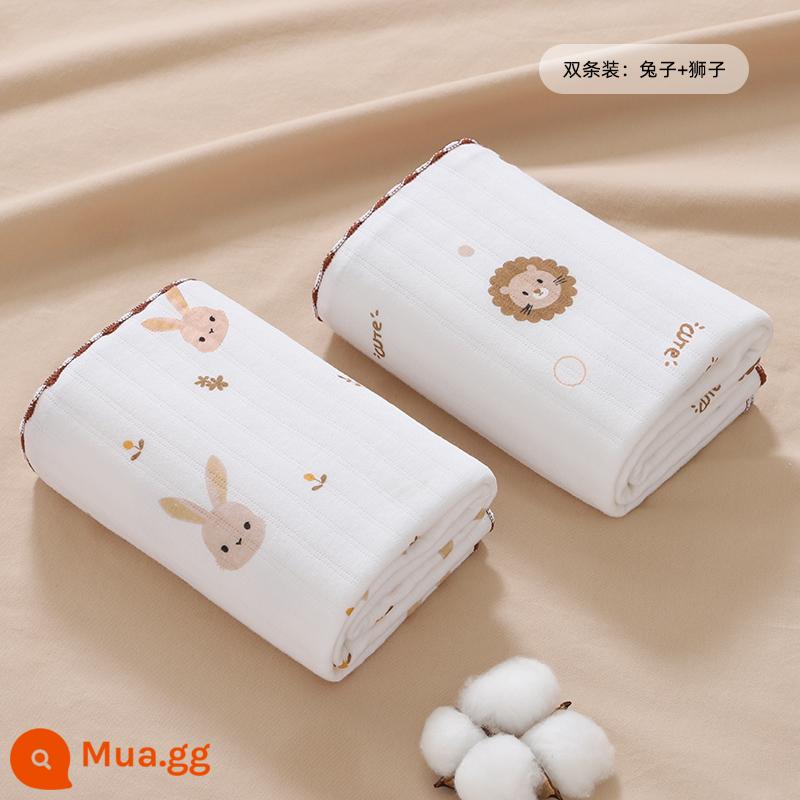 Bé nguyên chất cotton đầu tiên sinh phòng bọc, bé sơ sinh quấn vải bọc, mùa xuân thu đông làm dày tiếp liệu - [Gói 2, tiết kiệm $8] Thỏ Nhỏ + Sư Tử Nhỏ