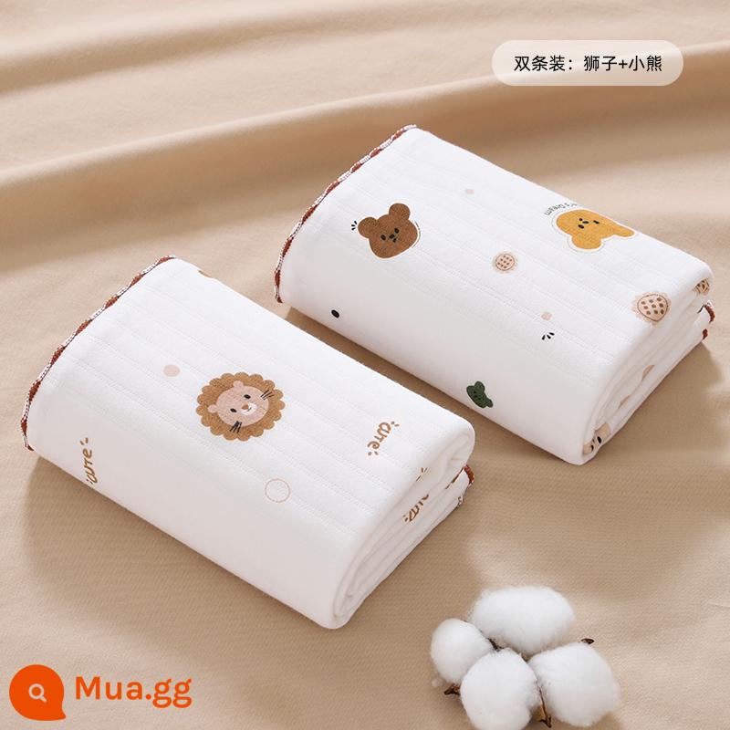 Bé nguyên chất cotton đầu tiên sinh phòng bọc, bé sơ sinh quấn vải bọc, mùa xuân thu đông làm dày tiếp liệu - [Gói 2, tiết kiệm $8] Sư Tử Nhỏ + Gấu Nâu Nhỏ