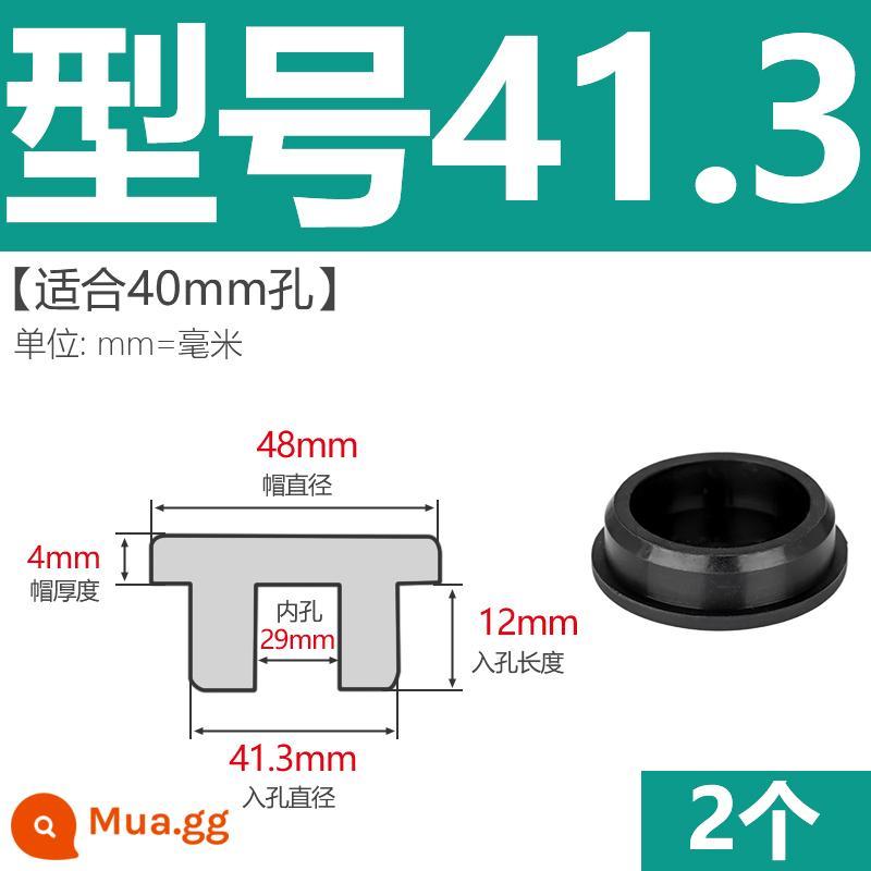 T-hình silicone cắm không thấm nước niêm phong chặn cắm cao su lỗ cắm cao su mềm cắm lỗ tròn cắm nhựa cắm ống cắm cắm bìa - Model 41.3 (thích hợp cho lỗ 40mm) đen/2 chiếc